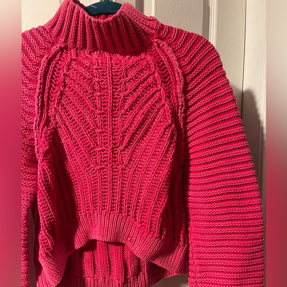 Free People sweetheart balloon sleeve sweater pink women’s small - Picture 6 of 6